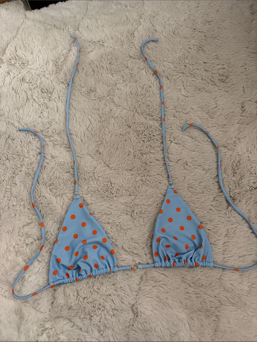 Light Blue Polka Dot Triangle Bikini Top - Womens Swim